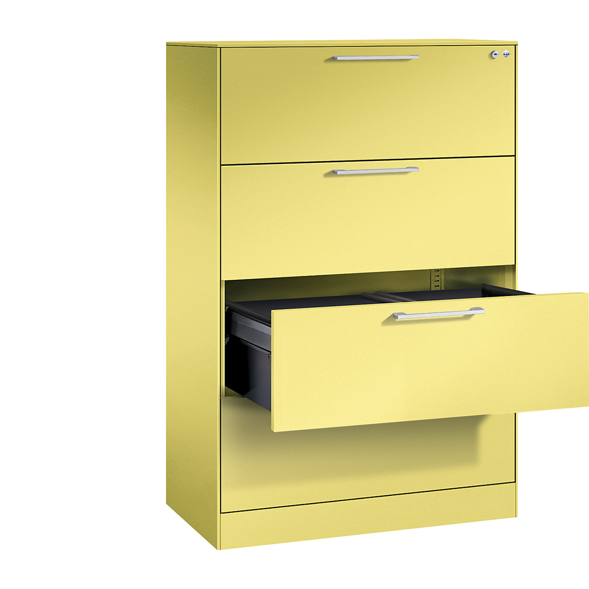 C+P – Armário de arquivo suspenso ASISTO, largura 800 mm, com 4 gavetas, amarelo enxofre/amarelo enxofre