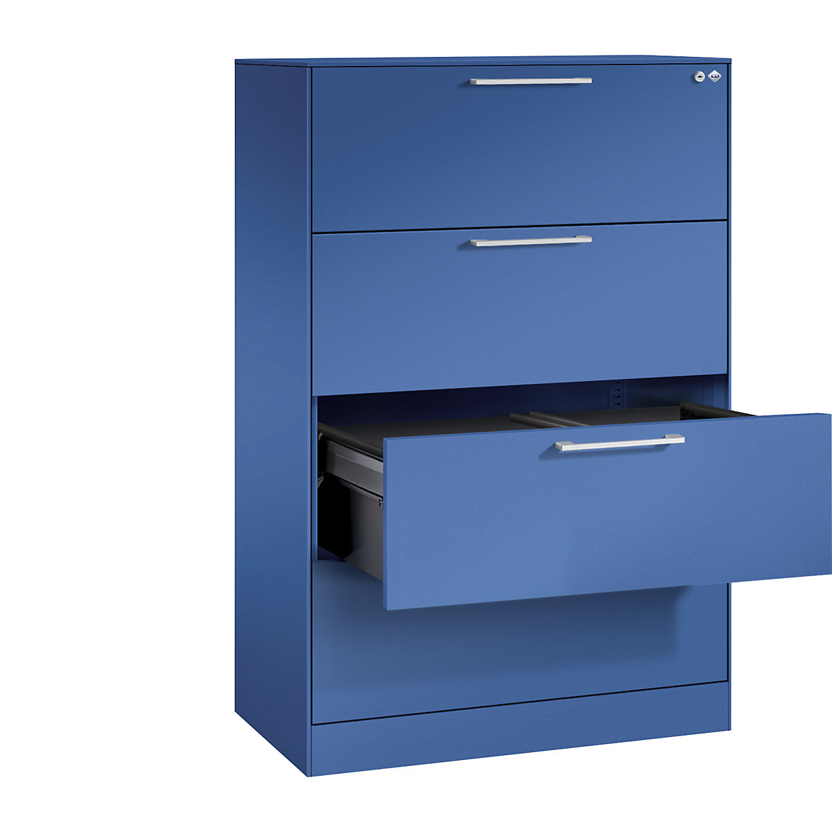 C+P – Armário de arquivo suspenso ASISTO, largura 800 mm, com 4 gavetas, azul genciana/azul genciana
