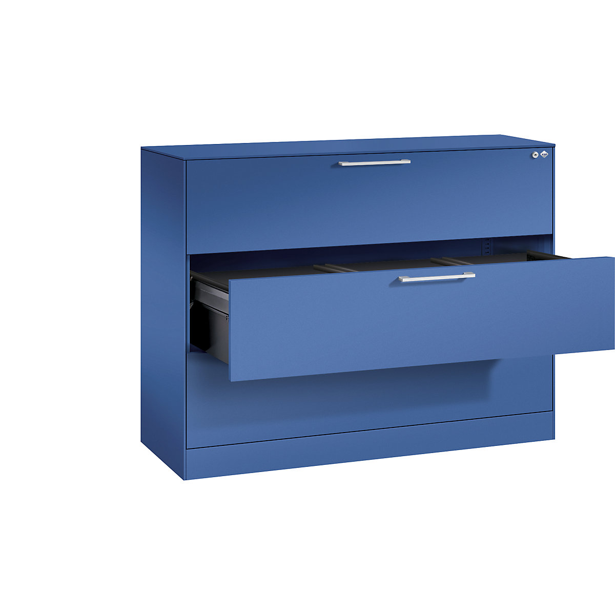 C+P – Armário de arquivo suspenso ASISTO, largura 1200 mm, com 3 gavetas, azul genciana/azul genciana
