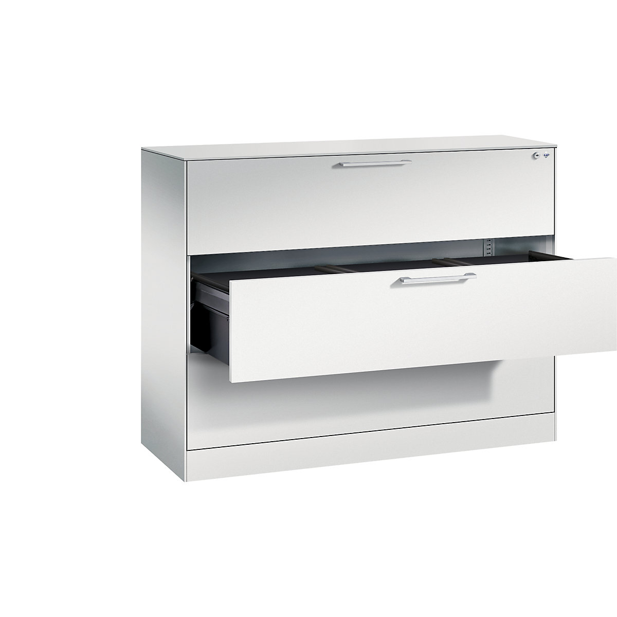 C+P – Armário de arquivo suspenso ASISTO, largura 1200 mm, com 3 gavetas, cinzento claro/cinzento claro