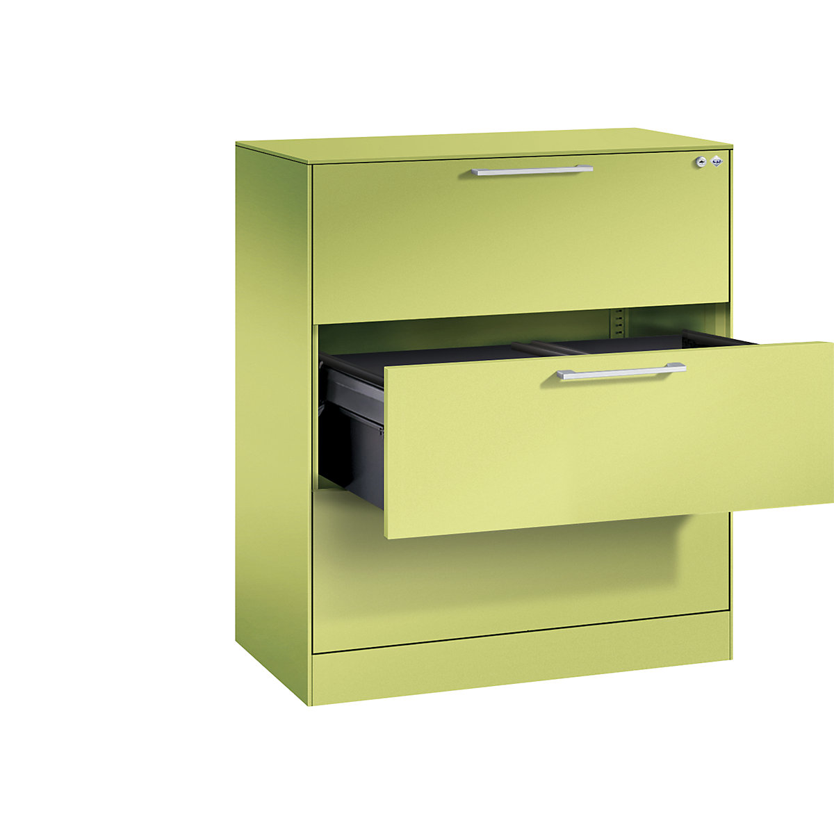 Armário de arquivo suspenso ASISTO – C+P, largura 800 mm, com 3 gavetas, verde viridian/verde viridian-7