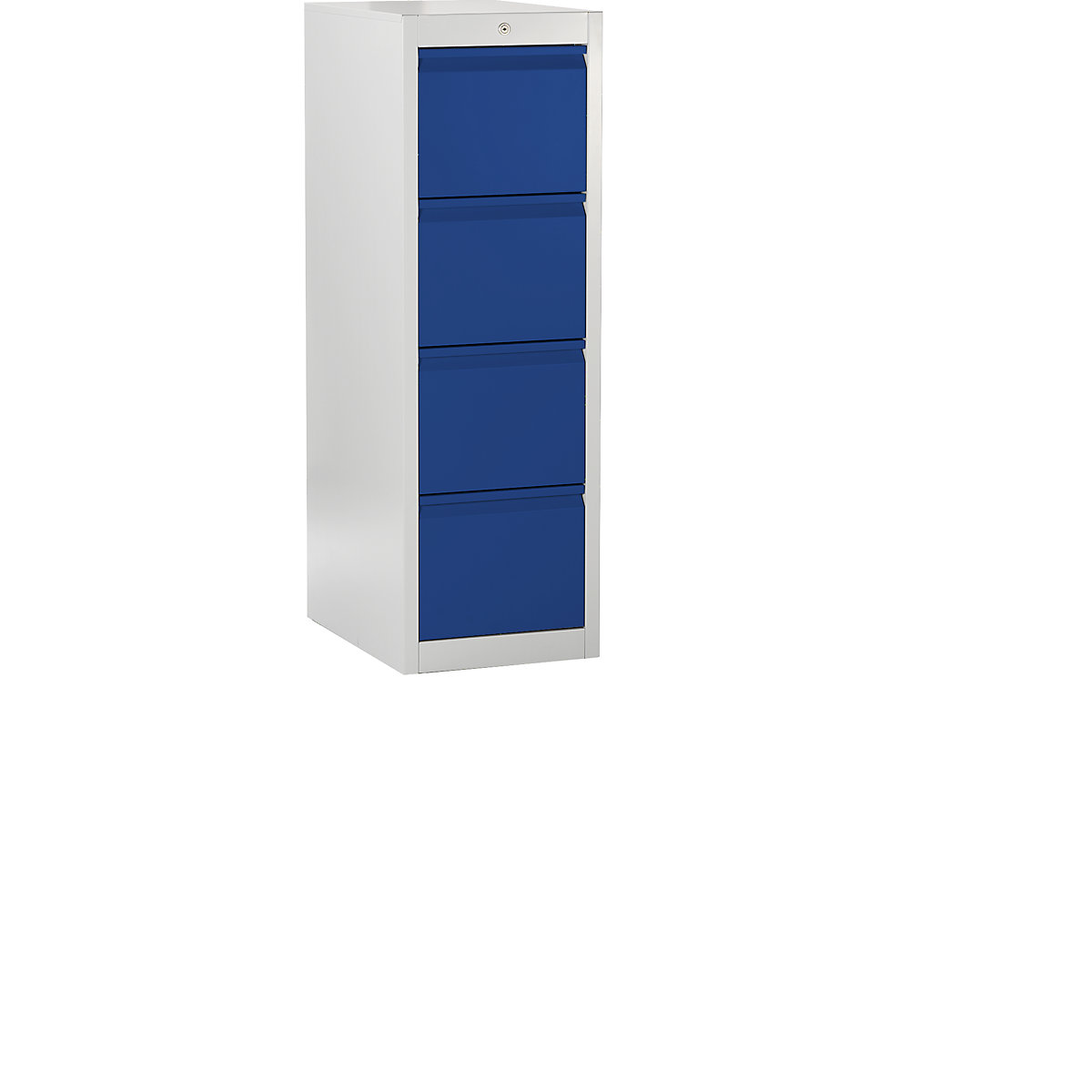 Armário de arquivo suspenso, puxadores – mauser, 4 gavetas, 1 fila, cinzento claro / azul ultramarino-5