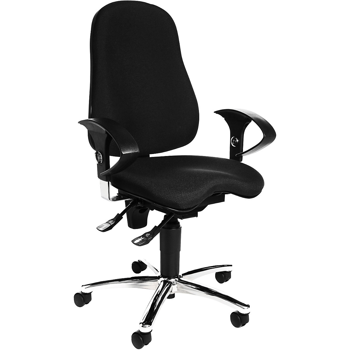 Cadeira giratória de escritório SITNESS 10 – Topstar, com apoios para braços ajustáveis, preto-2