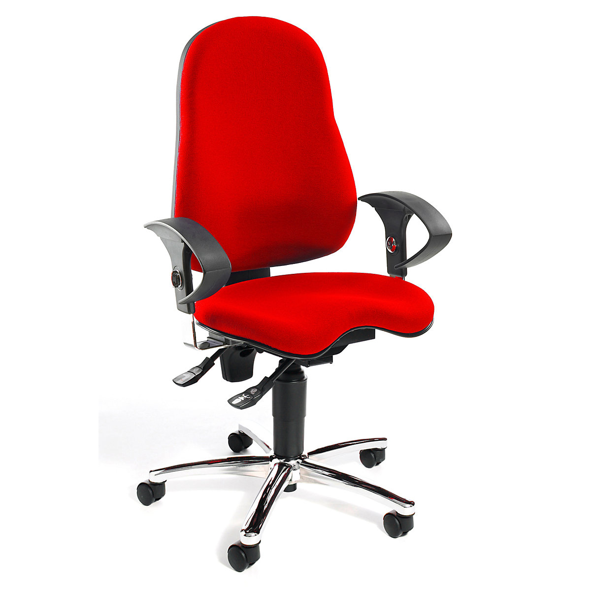 Cadeira giratória de escritório SITNESS 10 – Topstar, com apoios para braços ajustáveis, vermelho-3