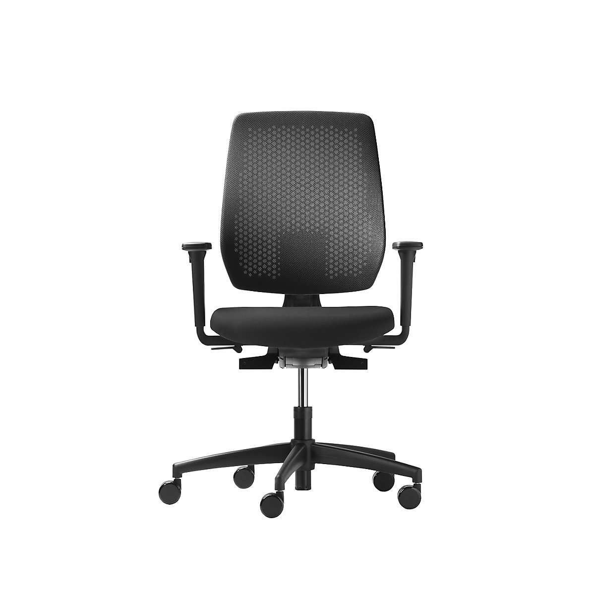 Cadeira giratória de escritório SPEED-O – Dauphin, encosto tipo membrana, preto, com apoios para os braços-2