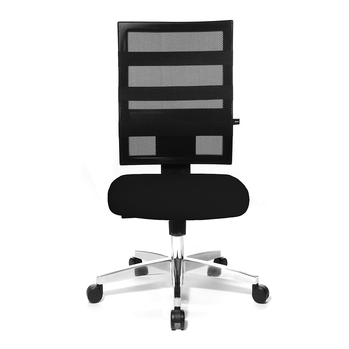 Cadeira giratória de escritório X-PANDER – Topstar, encosto em rede com elásticos em borracha, preto/preto-2