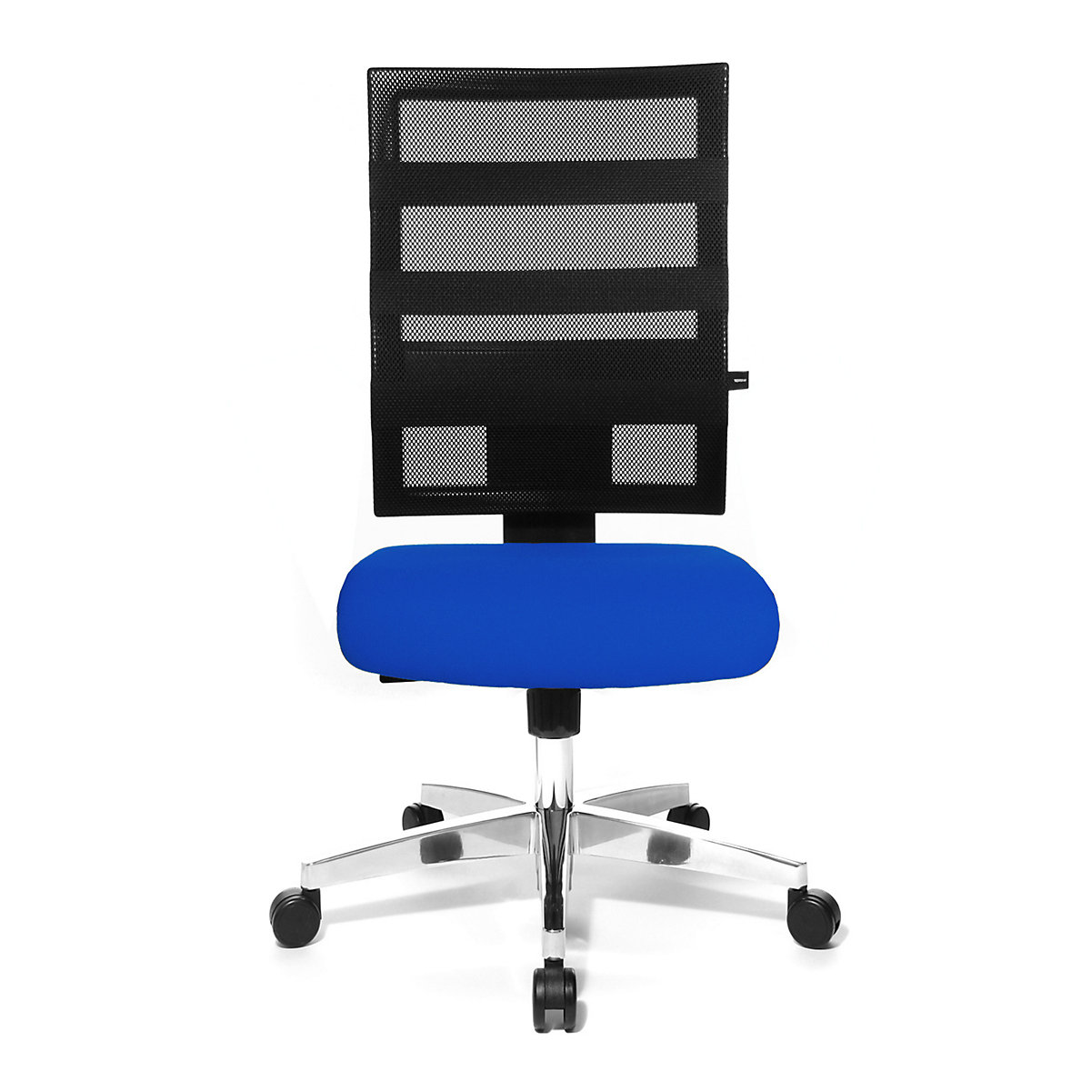 Cadeira giratória de escritório X-PANDER – Topstar, encosto em rede com elásticos em borracha, preto/azul-3
