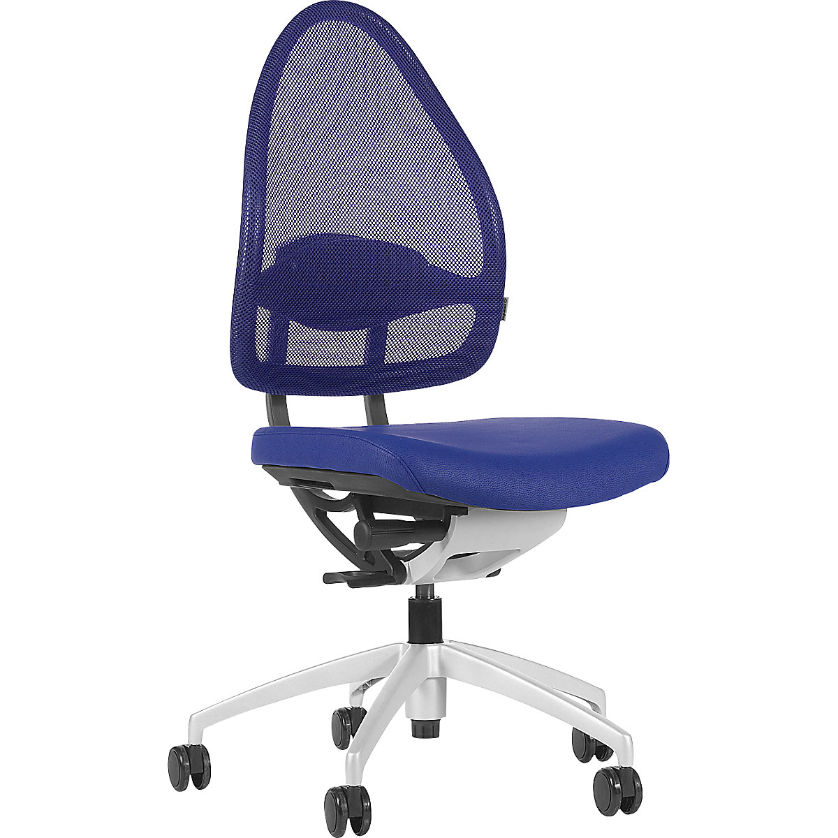 Cadeira giratória de escritório de design, com costas em rede – Topstar, encosto 550 mm, azul royal-2