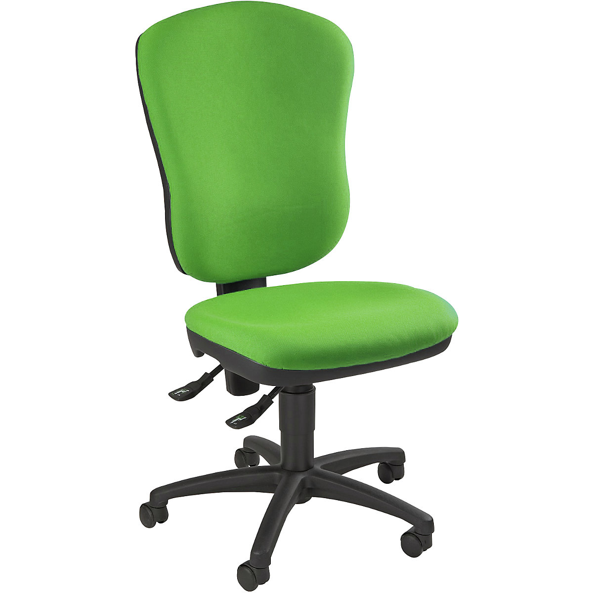 Cadeira giratória standard – Topstar, sem apoios para braços, com apoio para a região lombar, altura do encosto 570 mm, forro verde maçã-4