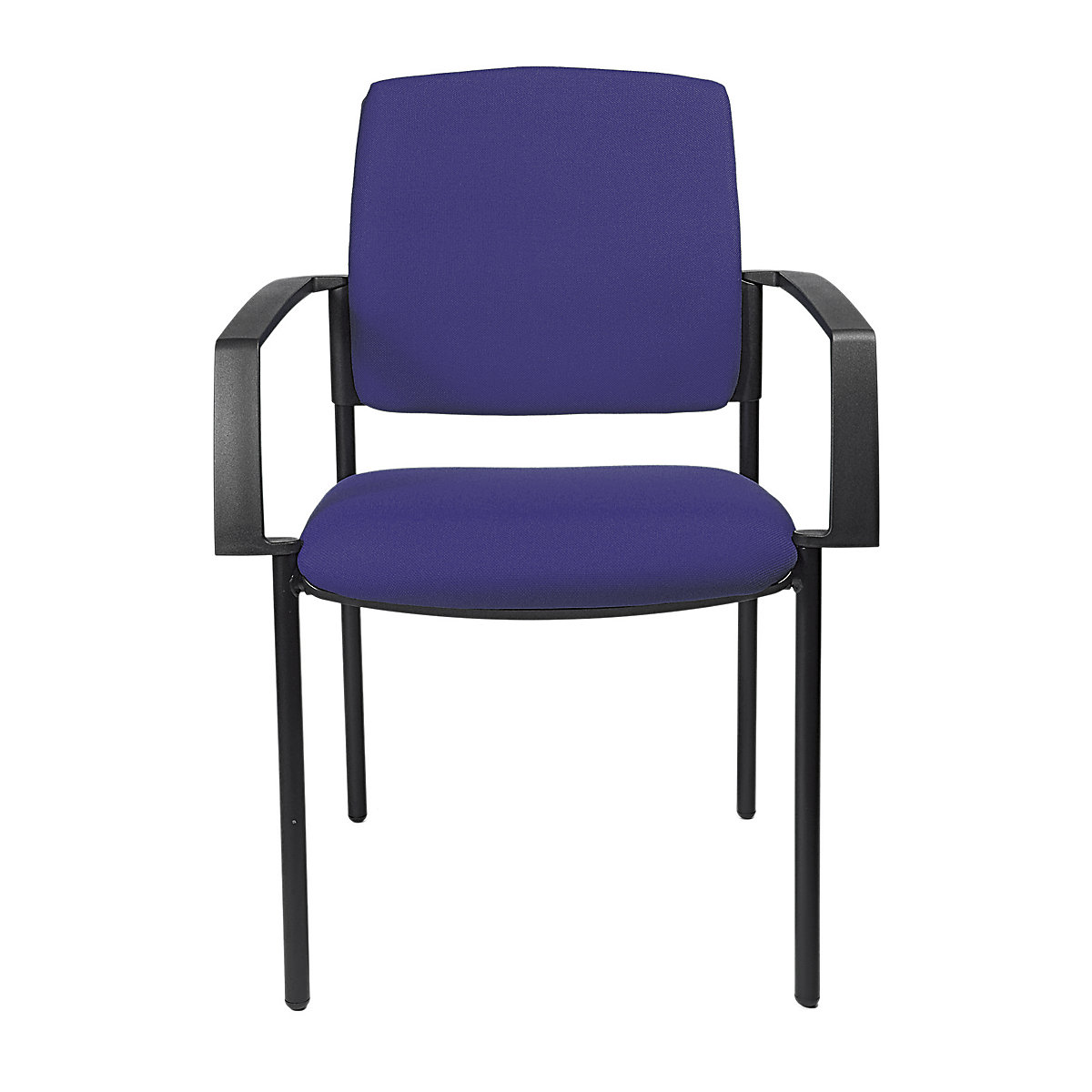 Cadeira almofadada de empilhar – Topstar, armação de quatro pés, embalagem de 2 unid., armação preta, forro azul-6