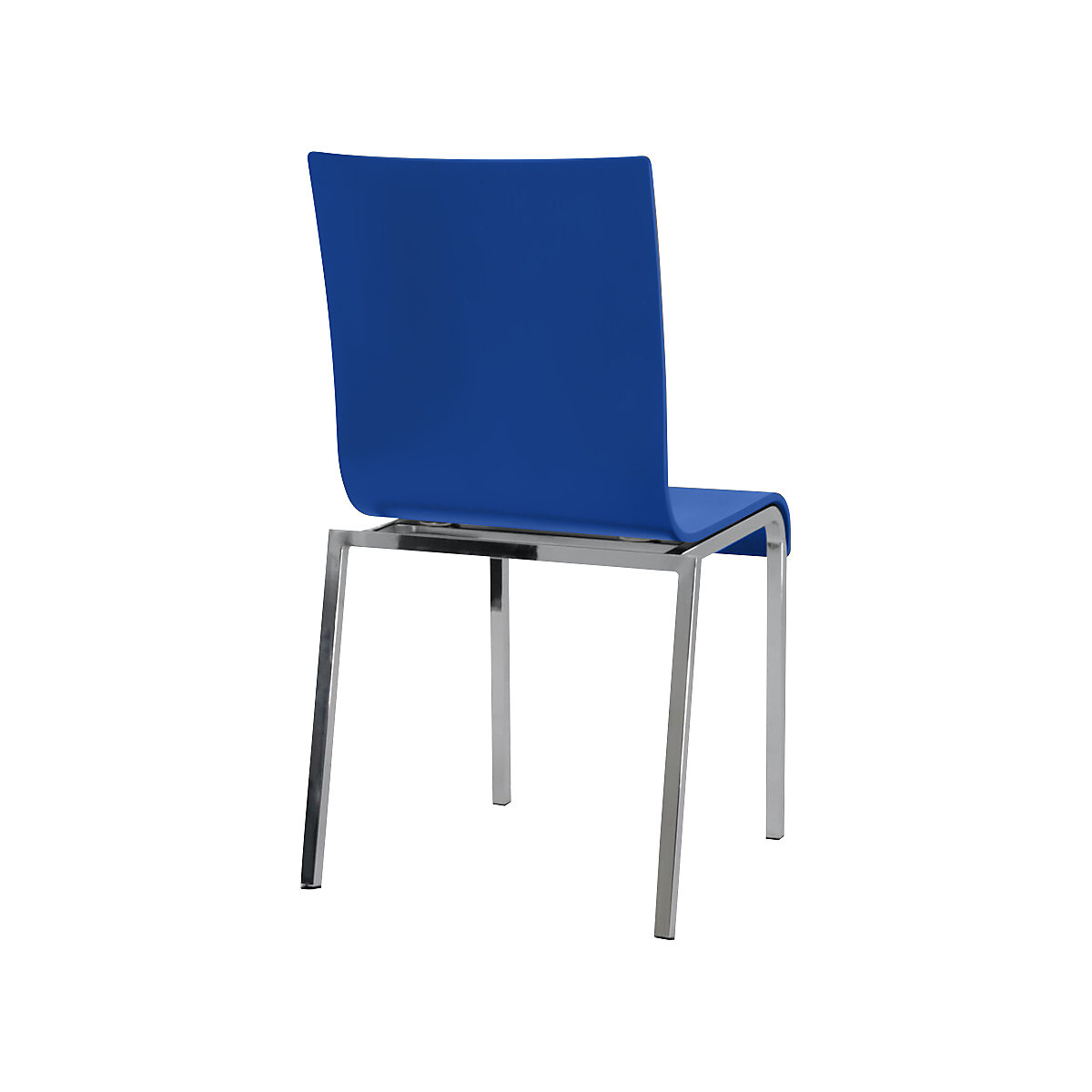 Cadeira de madeira em forma de concha CUBIC, AxLxP 860 x 450 x 520 mm, embalagem de 4 unid., concha azul