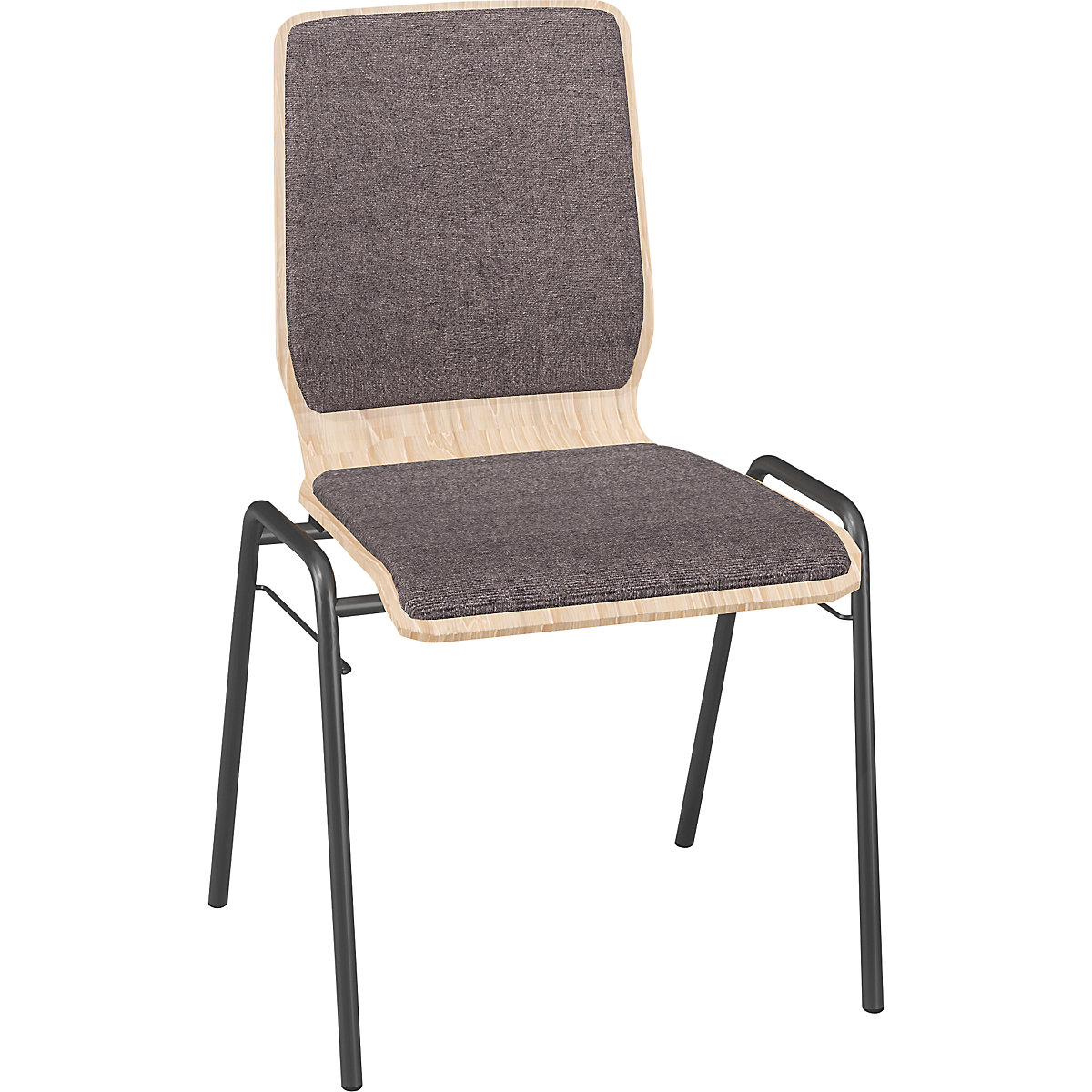 Cadeira de madeira em forma de concha NUKI, almofadada, armação pintada, embalagem de 4 unid., estofo cinzento-5