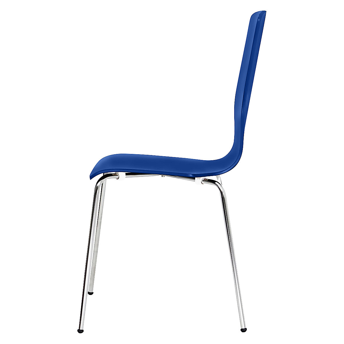 Cadeira de madeira em forma de concha, AxLxP 850 x 400 x 520 mm, embalagem de 4 unid., concha azul