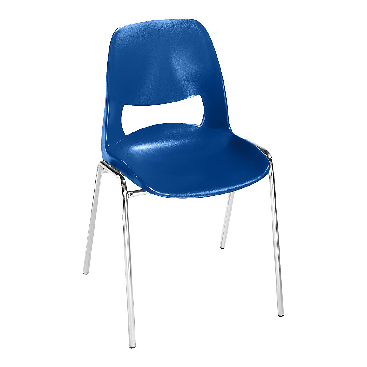 Cadeira em concha em polipropileno, sem estofo, azul, embalagem com 4 unid.-2