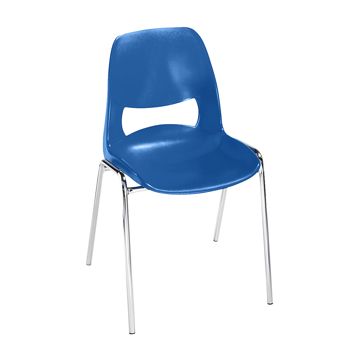 Cadeira em concha em polipropileno, sem estofo, azul, embalagem com 2 unid.-9
