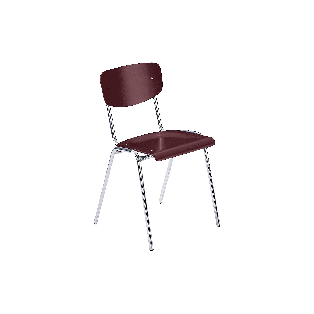Cadeira empilhável CLASSIC, armação cromada, embalagem de 4 unid., madeira bordeaux-4