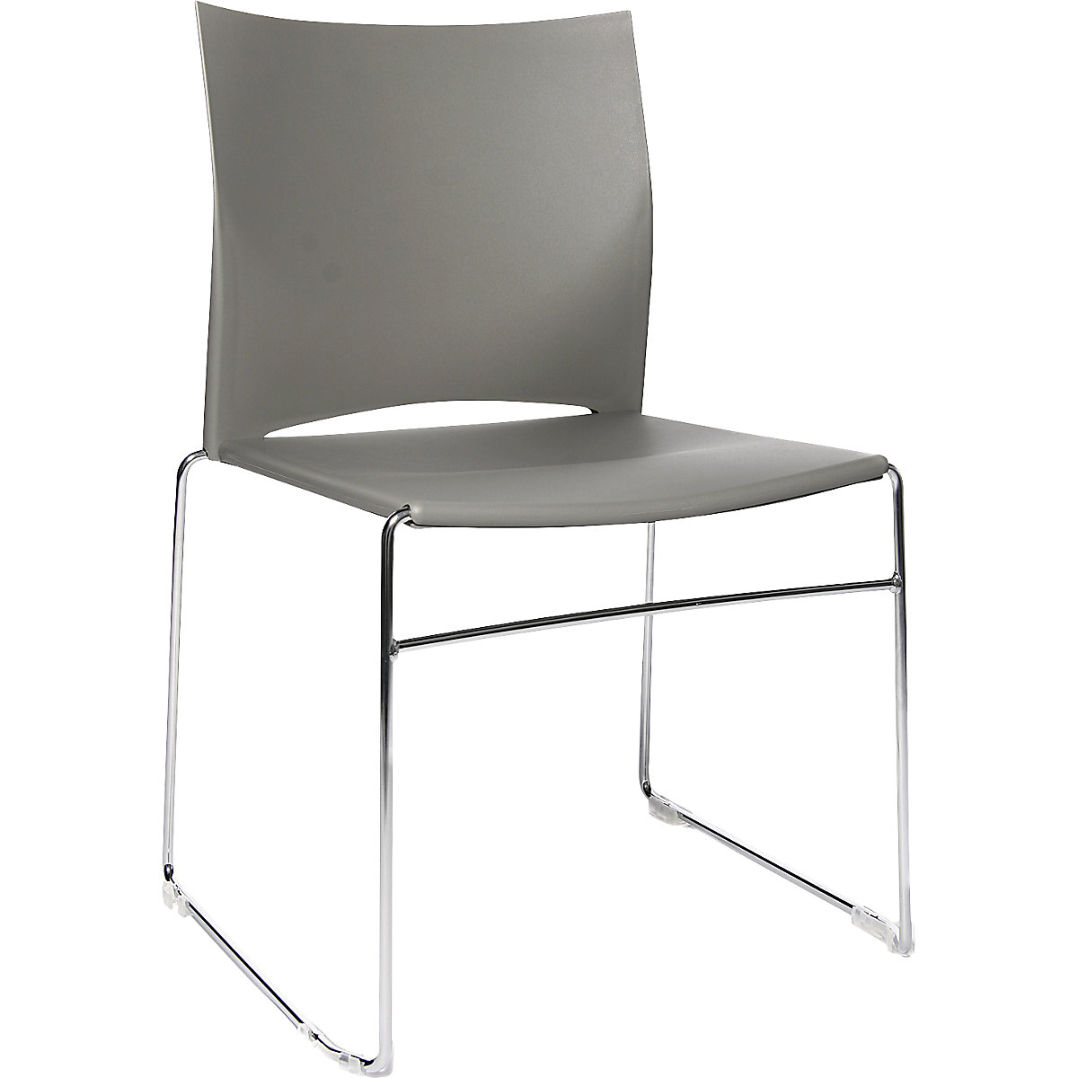 Cadeira empilhável com pernas tipo patim – Topstar, armação cromada, embalagem de 4 unid., cinzento-6