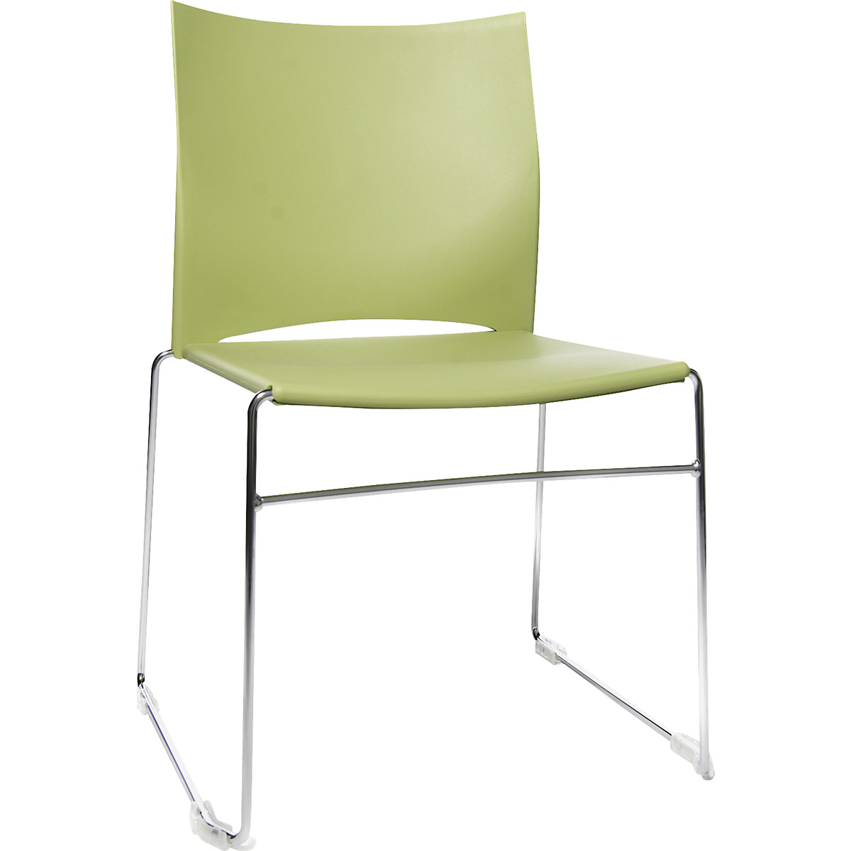 Cadeira empilhável com pernas tipo patim – Topstar, armação cromada, embalagem de 4 unid., verde-8