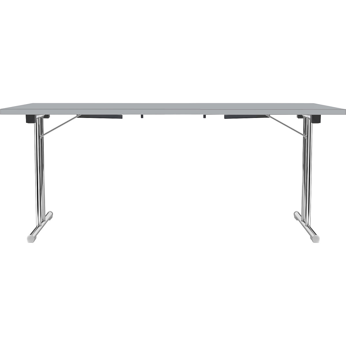 Mesa rebatível com estrutura de pés em T dupla, armação em tubo de aço, cromada, cinzento claro/cinzento claro, LxP 1800 x 800 mm-10