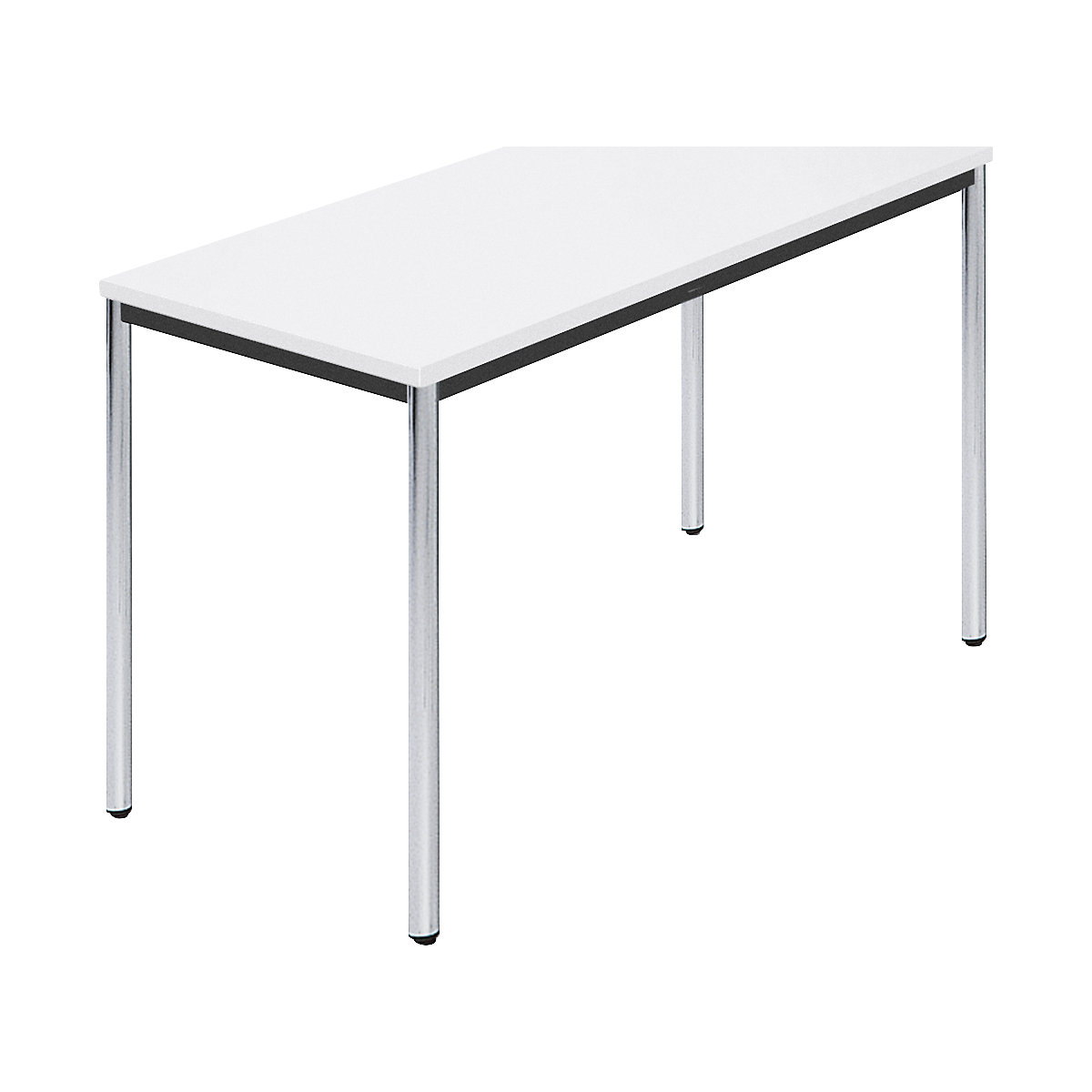Mesa retangular, tubo redondo cromado