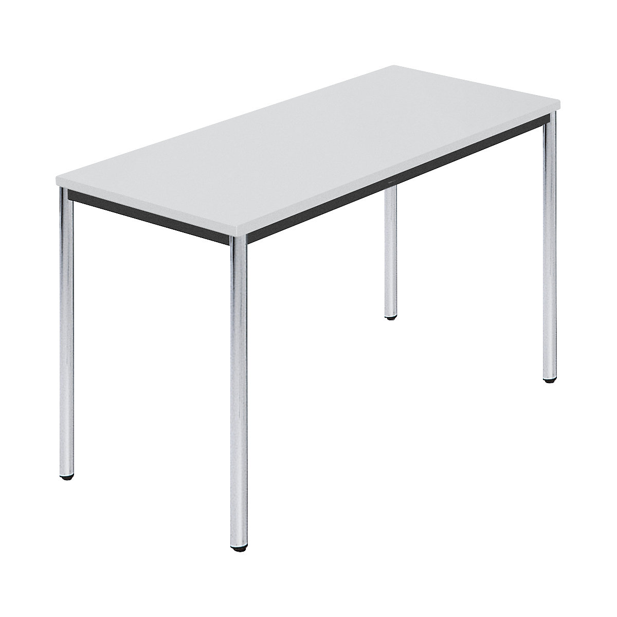 Mesa retangular, tubo redondo cromado