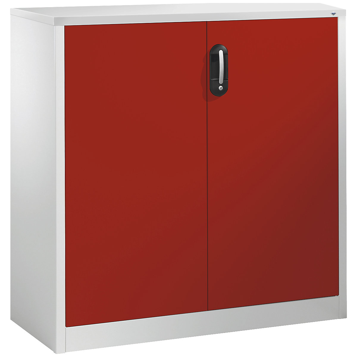 Armário de arquivo auxiliar ACURADO – C+P, 3 alturas de pastas, AxLxP 1200 x 1200 x 400 mm, cinzento claro/vermelho fogo-14