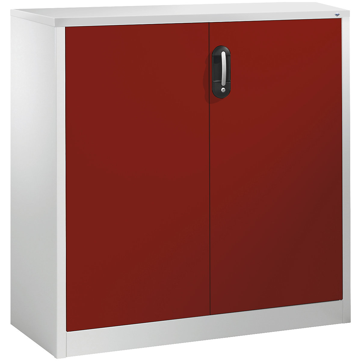 Armário de arquivo auxiliar ACURADO – C+P, 3 alturas de pastas, AxLxP 1200 x 1200 x 400 mm, cinzento claro/vermelho rubi-9