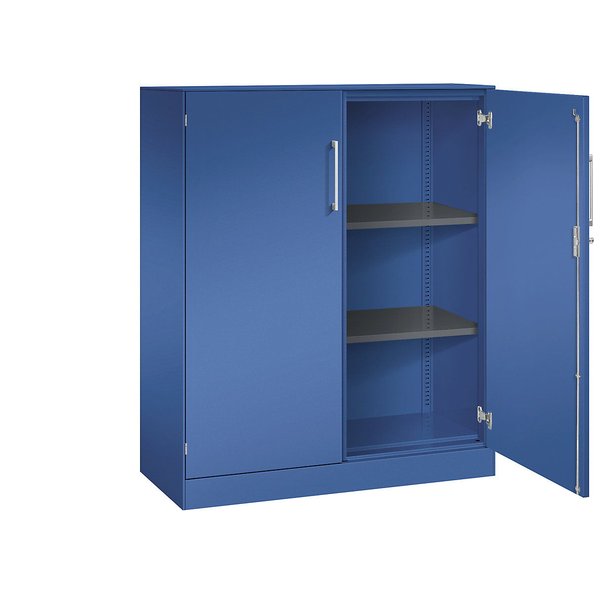C+P – Armário de portas de batente ASISTO, altura 1292 mm, largura 1000 mm, 2 prateleiras, azul genciana/azul genciana