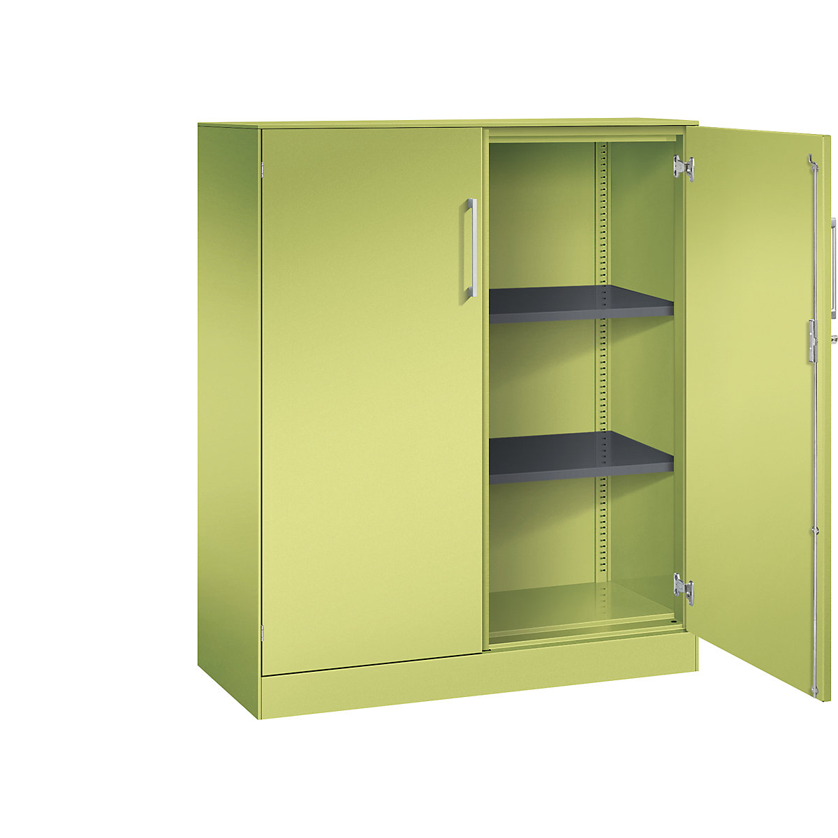 C+P – Armário de portas de batente ASISTO, altura 1292 mm, largura 1000 mm, 2 prateleiras, verde viridian/verde viridian