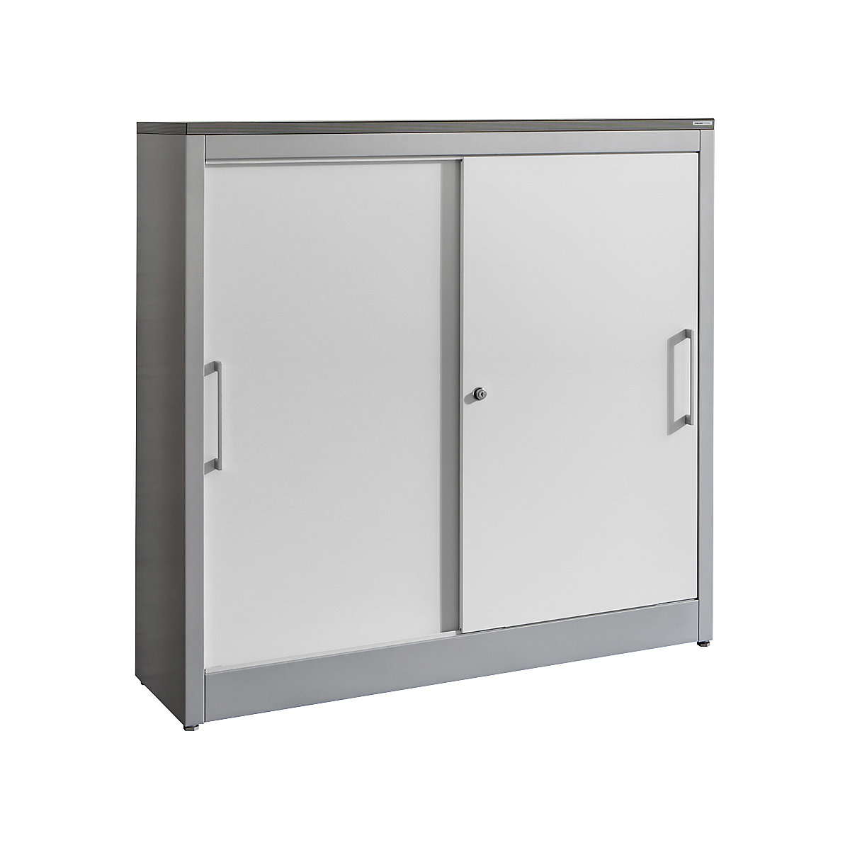 Armário de portas de correr ARCOS – mauser, 2 prateleiras, AxLxP 1240 x 1200 x 420 mm, cinza alumínio/branco puro-2