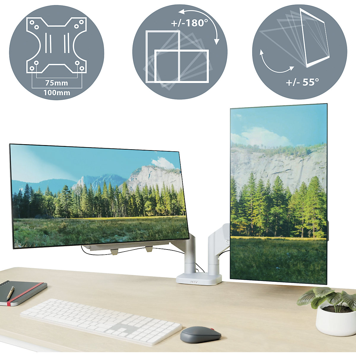 Ergo Braccio salvaspazio per doppio monitor – Leitz (Foto prodotto 6)-5