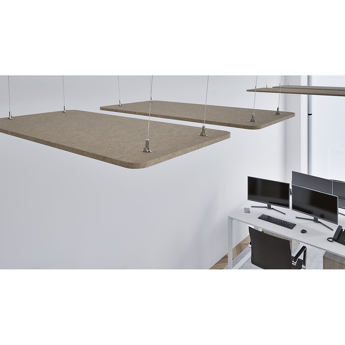 Pannello fonoassorbente da soffitto, feltro PET – eurokraft basic (Foto prodotto 3)-2