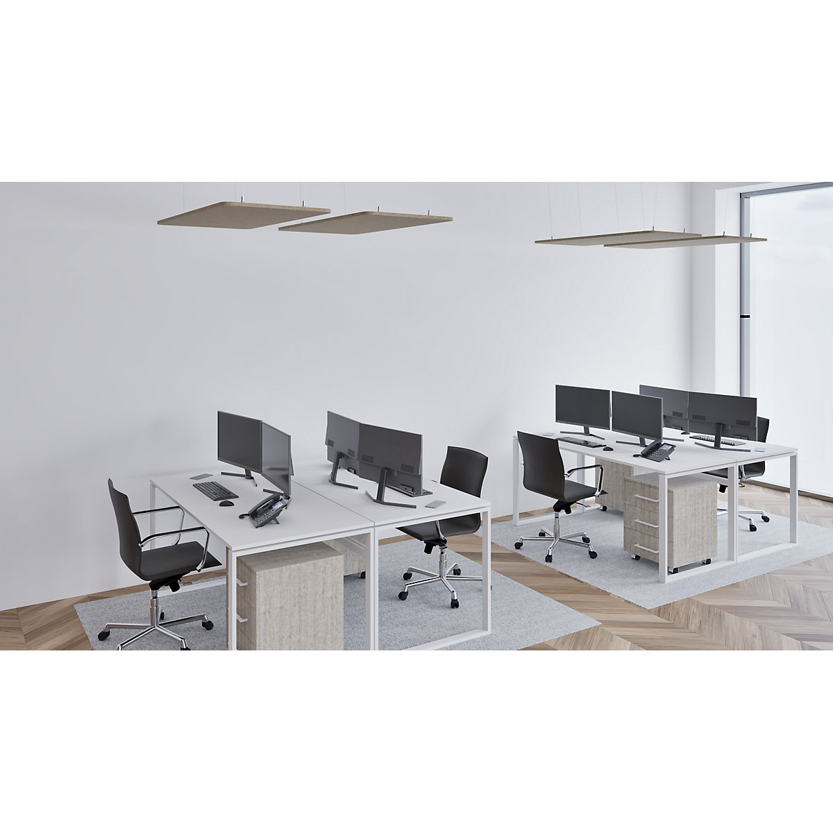 Pannello fonoassorbente da soffitto, feltro PET – eurokraft basic (Foto prodotto 4)-3