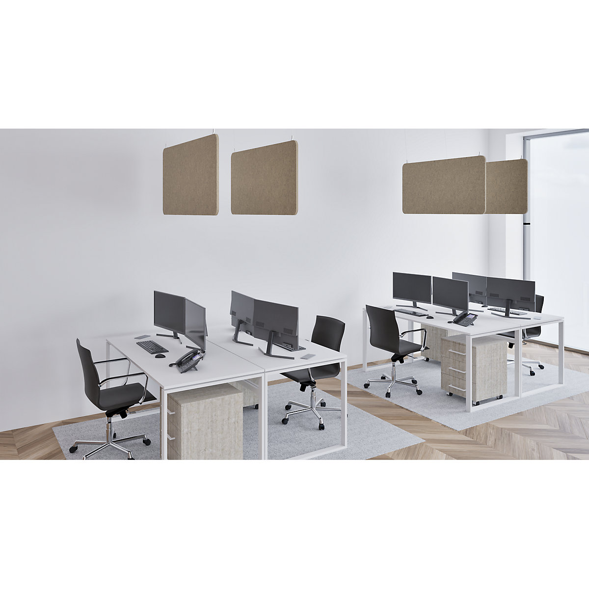 Pannello fonoassorbente da soffitto, feltro PET – eurokraft basic (Foto prodotto 5)-4