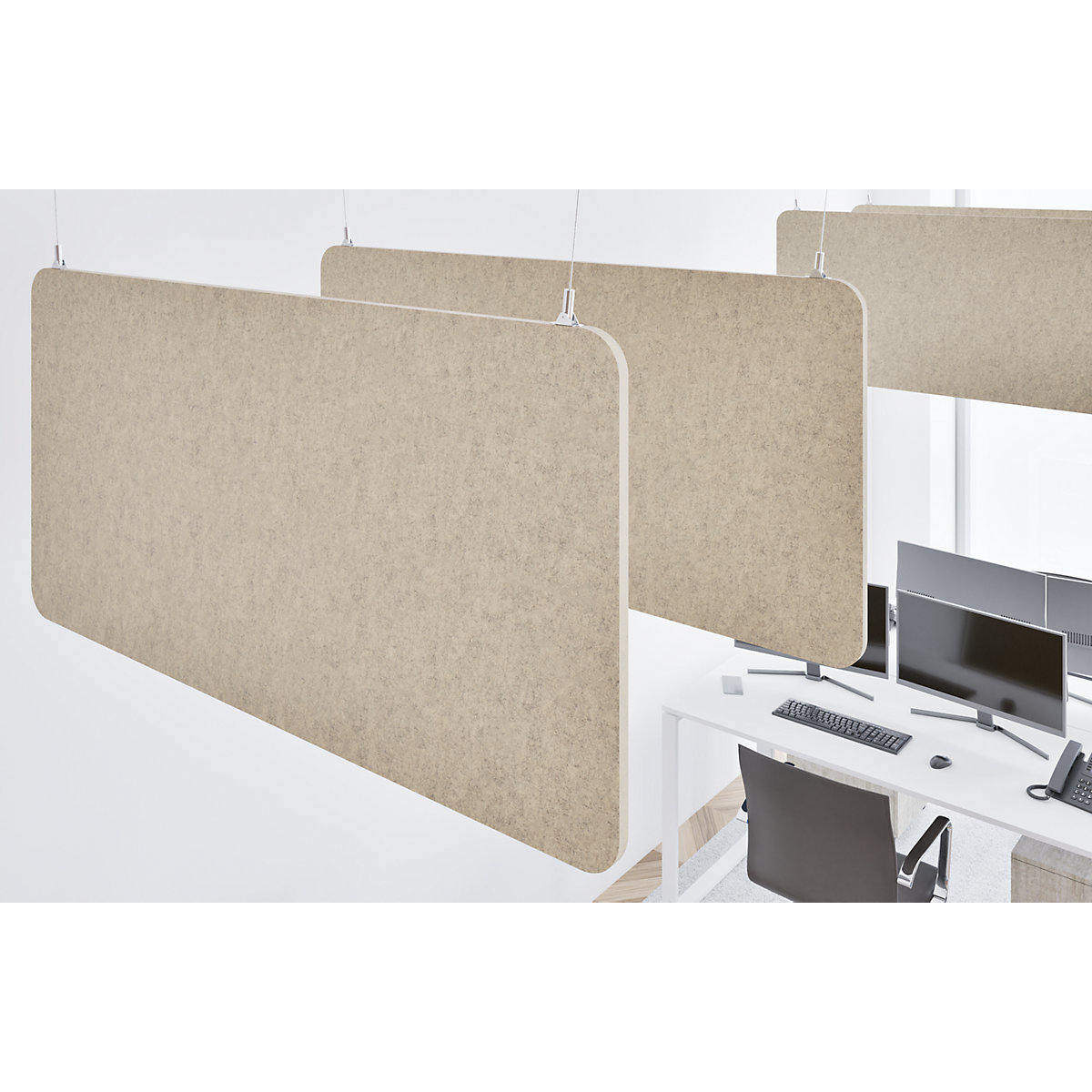 Pannello fonoassorbente da soffitto, feltro PET – eurokraft basic (Foto prodotto 6)-5