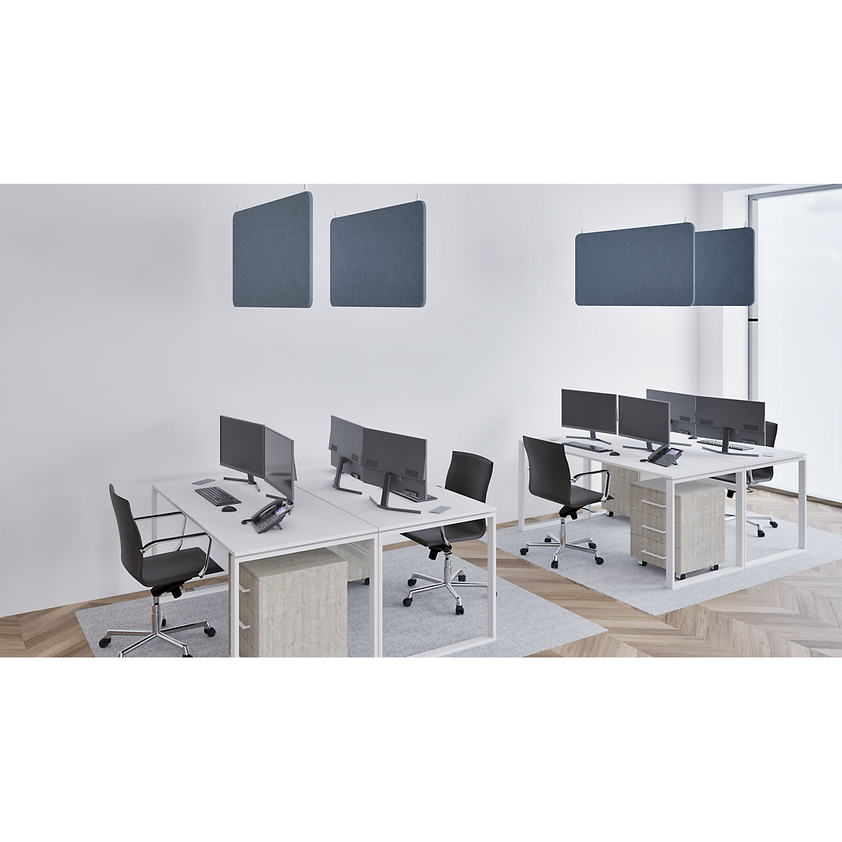 Pannello fonoassorbente da soffitto, feltro PET – eurokraft basic (Foto prodotto 4)-3