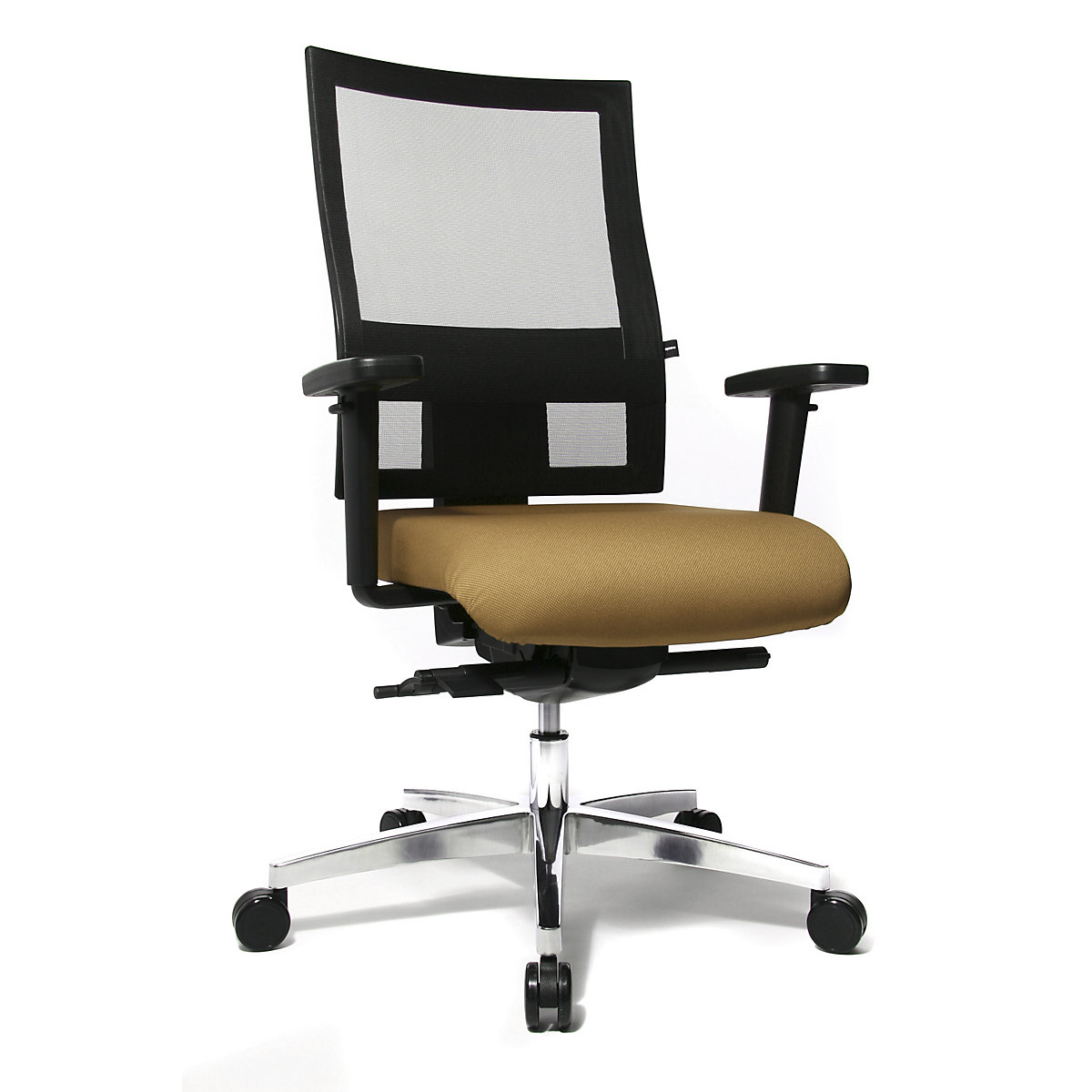 Sedia girevole da ufficio SITNESS 60 – Topstar, con schienale traspirante, braccioli inclusi, marrone chiaro / nero-5