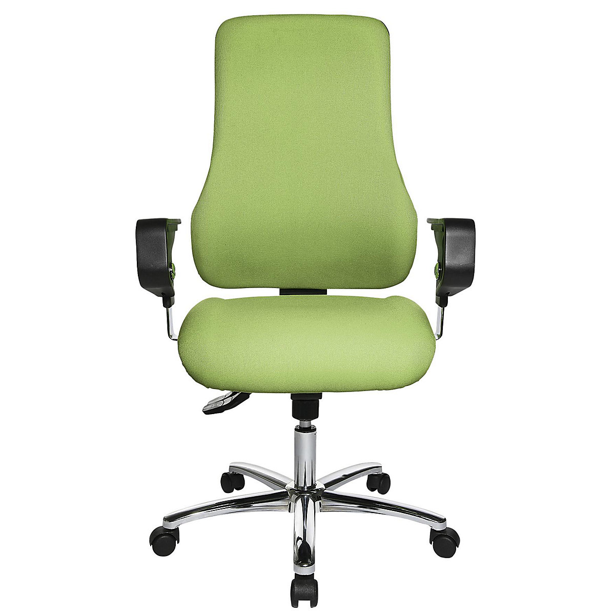 Sedia girevole per operatori con braccioli – Topstar, altezza schienale 600 mm, tessuto verde mela-6