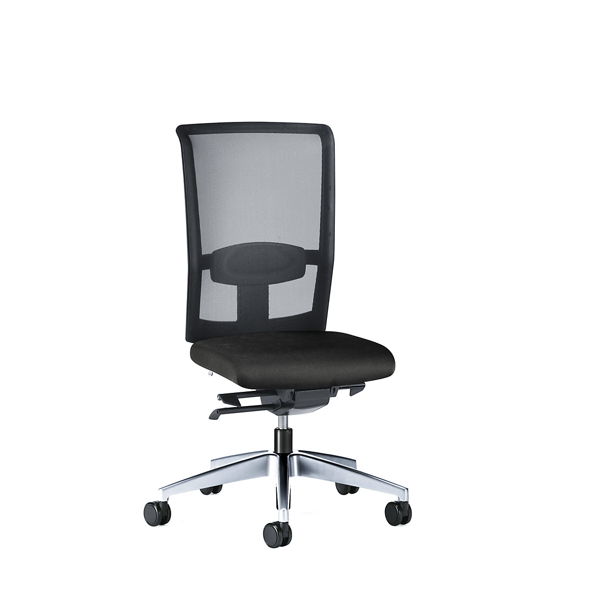 Sedia girevole per ufficio GOAL AIR, altezza schienale 545 mm – interstuhl, telaio lucido, con rotelle dure, nero grafite, profondità sedile 410 mm-5