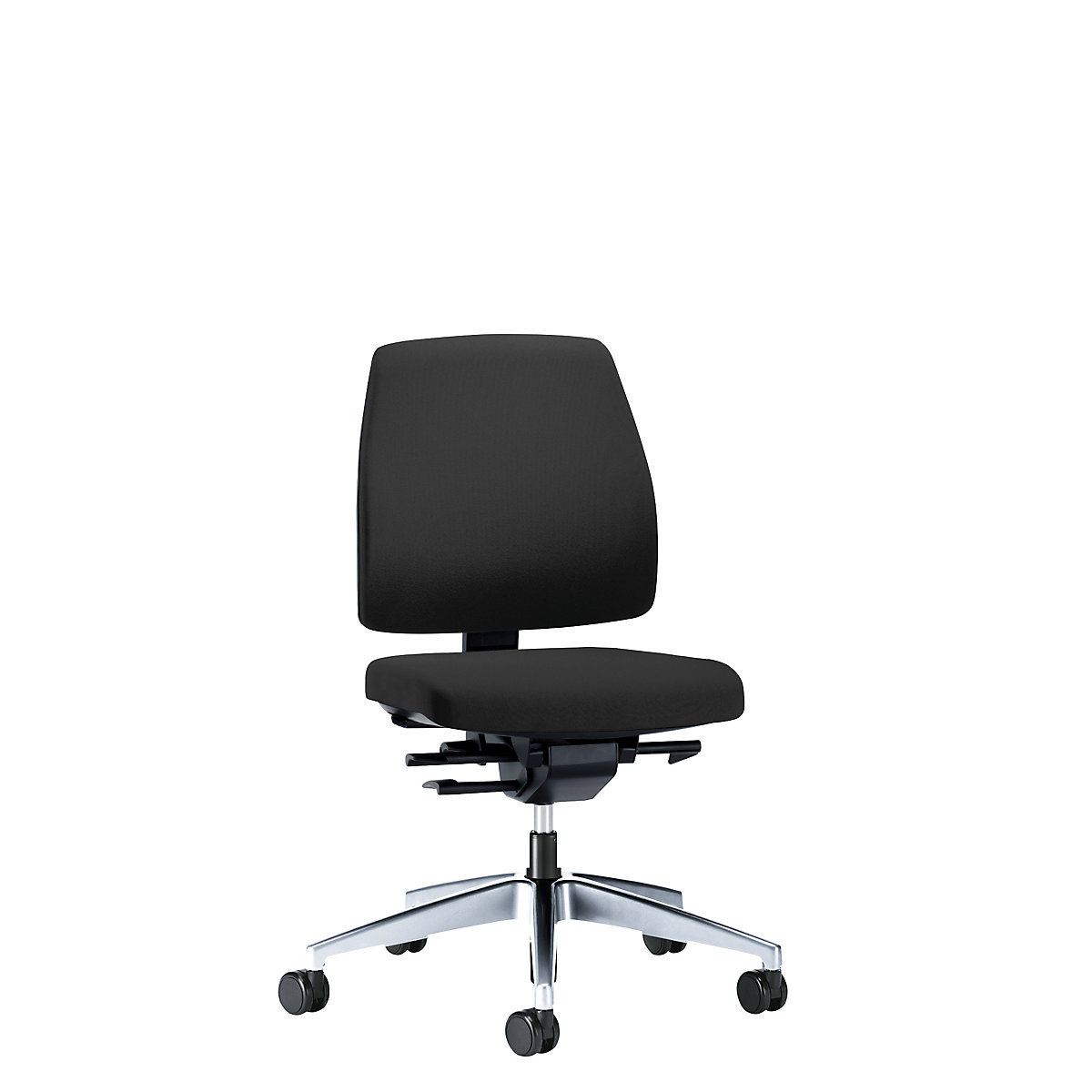 Sedia girevole per ufficio GOAL, altezza schienale 430 mm – interstuhl, telaio lucido, con rotelle morbide, nero grafite, profondità sedile 410 mm-3
