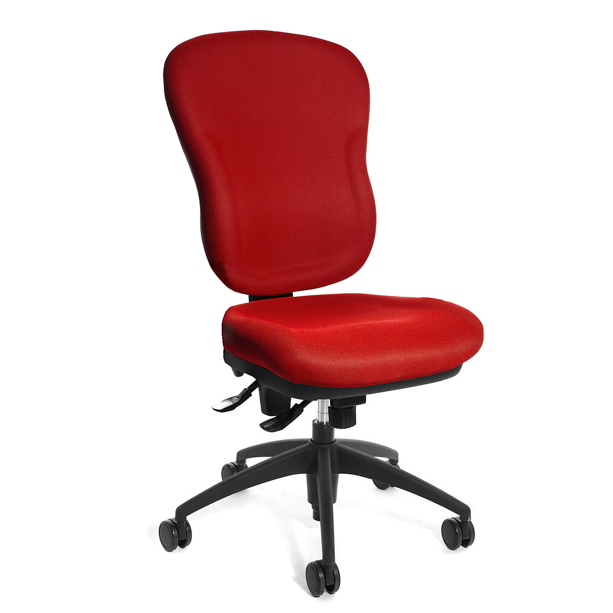 Sedia girevole per ufficio WELLPOINT 30 SY – Topstar, schienale alto con imbottitura in espanso, rosso-2