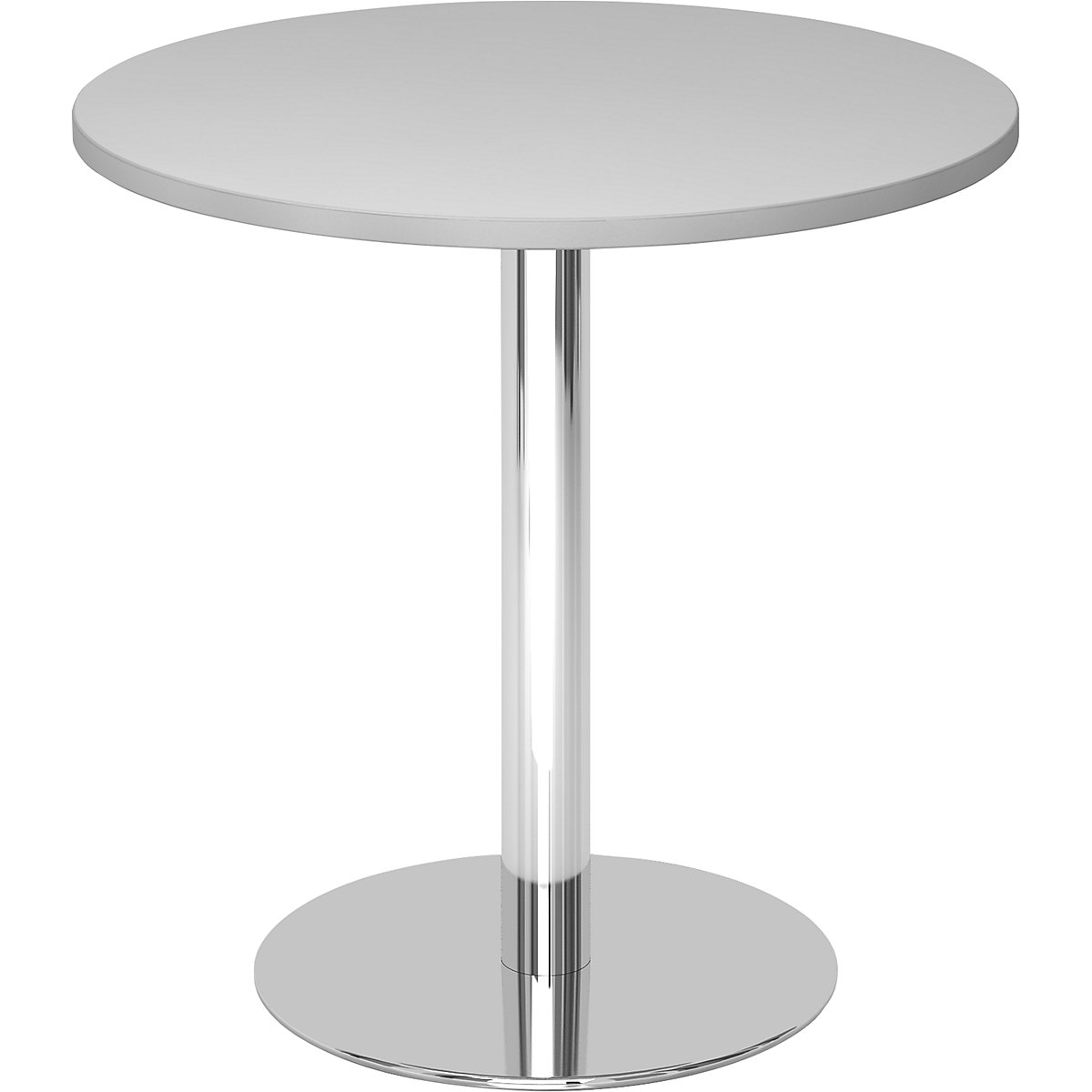 Tavolo per sala riunioni, Ø 800 mm, altezza 755 mm, telaio cromato, piano grigio chiaro-3