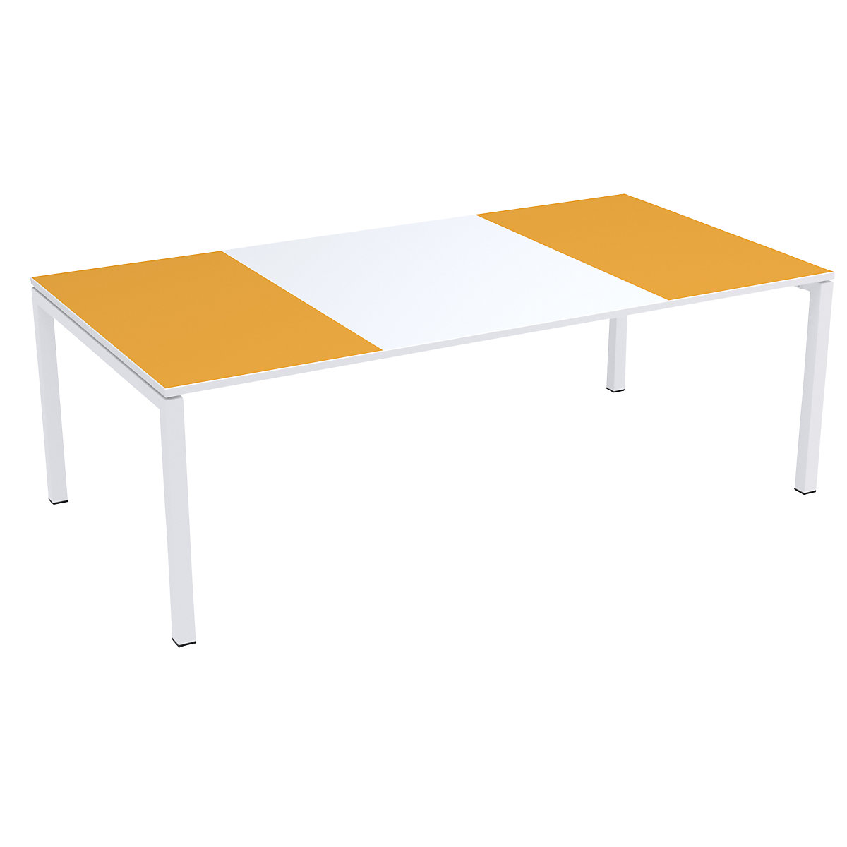 Tavolo per conferenze easyDesk® – Paperflow, alt. x largh. x prof. 750 x 2200 x 1140 mm, bianco/arancione-3
