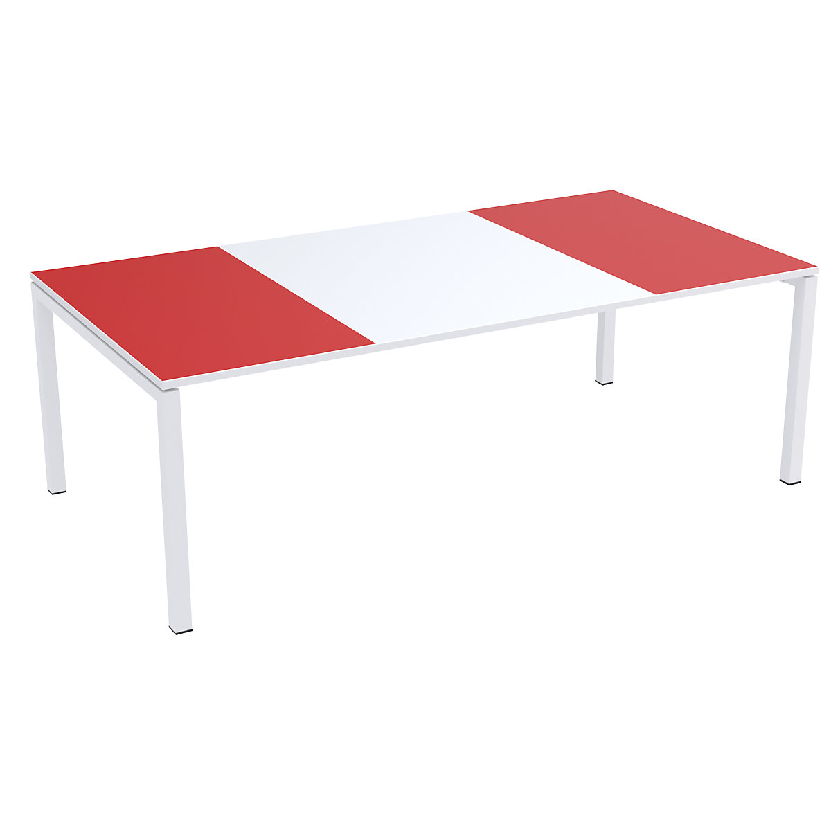 Tavolo per conferenze easyDesk® – Paperflow, alt. x largh. x prof. 750 x 2200 x 1140 mm, bianco/rosso-5
