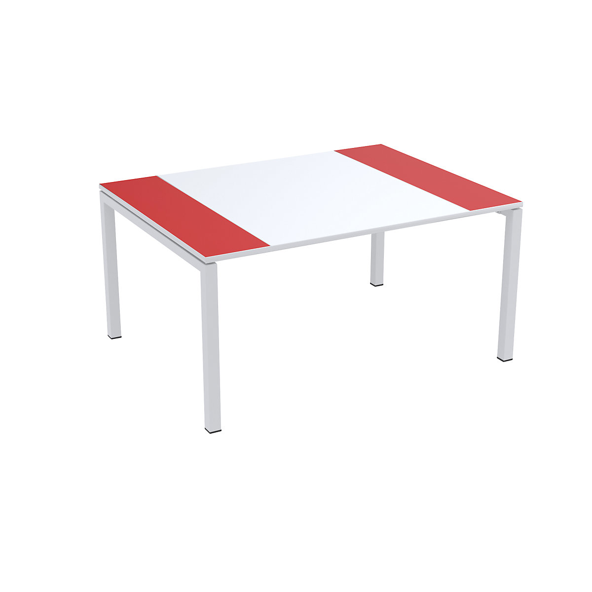 Tavolo per conferenze easyDesk® – Paperflow, alt. x largh. x prof. 750 x 1500 x 1160 mm, bianco/rosso-2