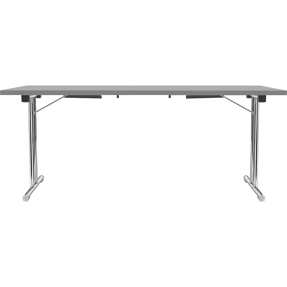 Tavolo pieghevole con basamento a T doppio, telaio in tubo tondo d'acciaio, cromato, grigio chiaro/antracite, largh. x prof. 1800 x 800 mm-12