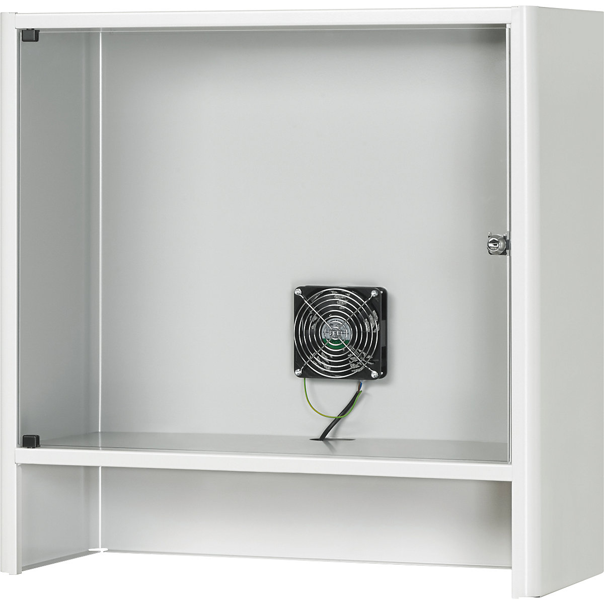 Compartimento para monitor con ventilación activa integrada – RAU, H x A x P 710 x 720 x 300 mm, gris luminoso RAL 7035-3