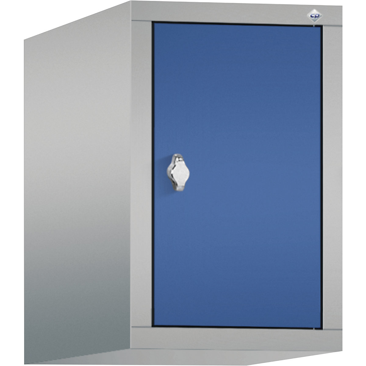 C+P – Altillo CLASSIC, 1 compartimento, anchura de compartimento 300 mm, aluminio blanco / azul genciana