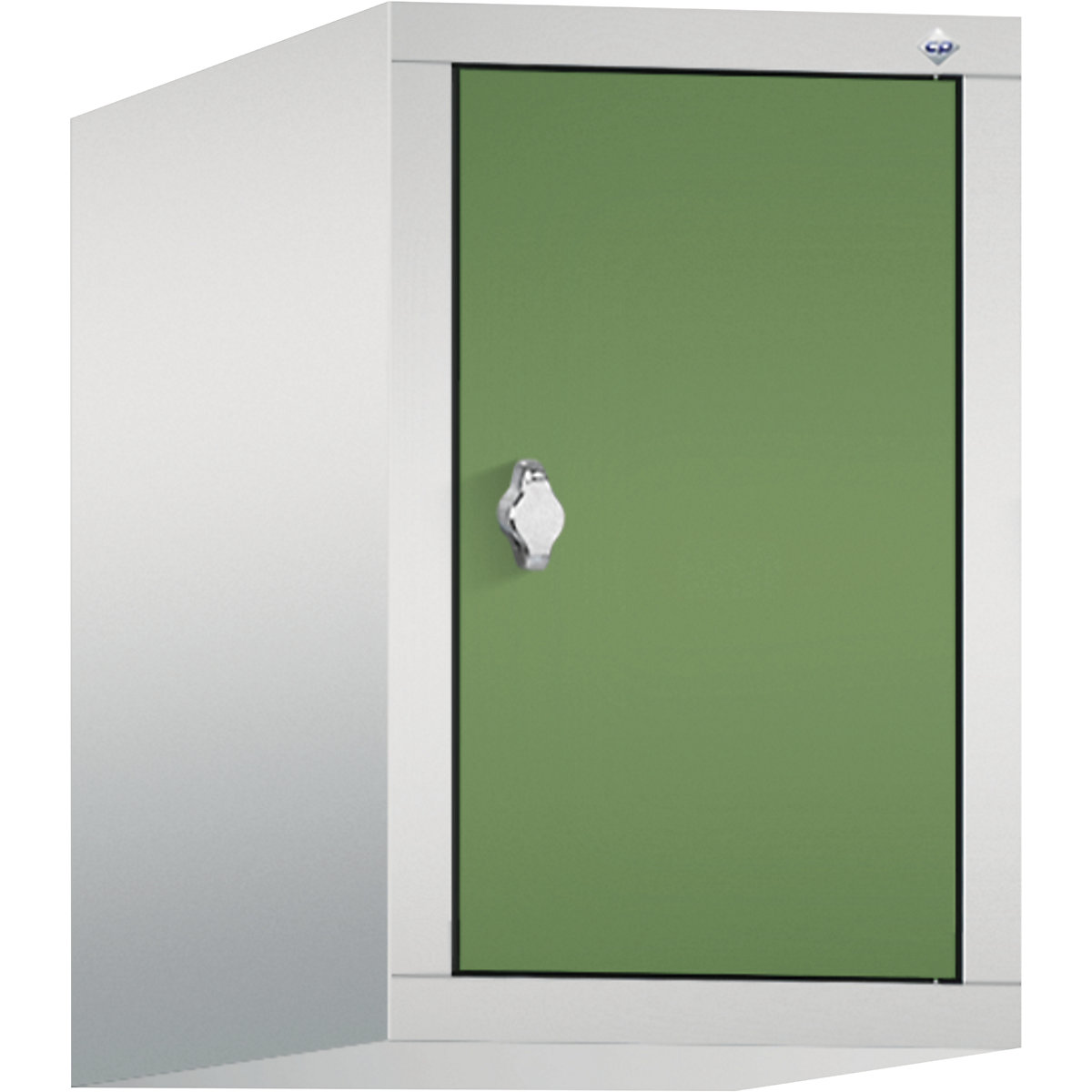 C+P – Altillo CLASSIC, 1 compartimento, anchura de compartimento 300 mm, gris luminoso / verde reseda