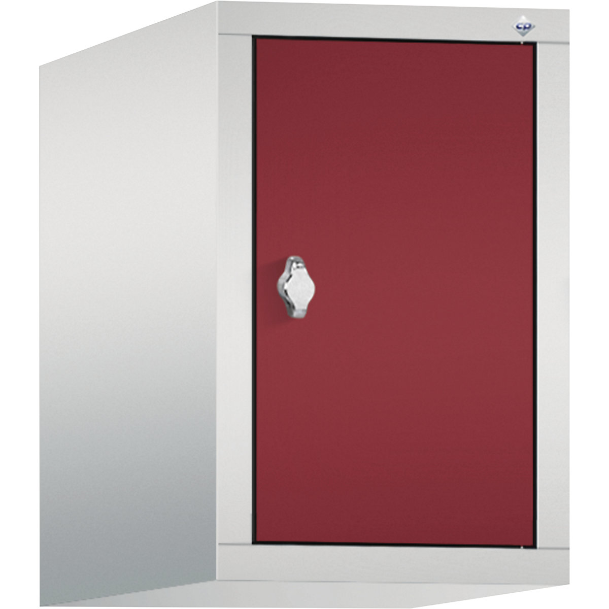 C+P – Altillo CLASSIC, 1 compartimento, anchura de compartimento 300 mm, gris luminoso / rojo rubí